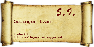 Selinger Iván névjegykártya
